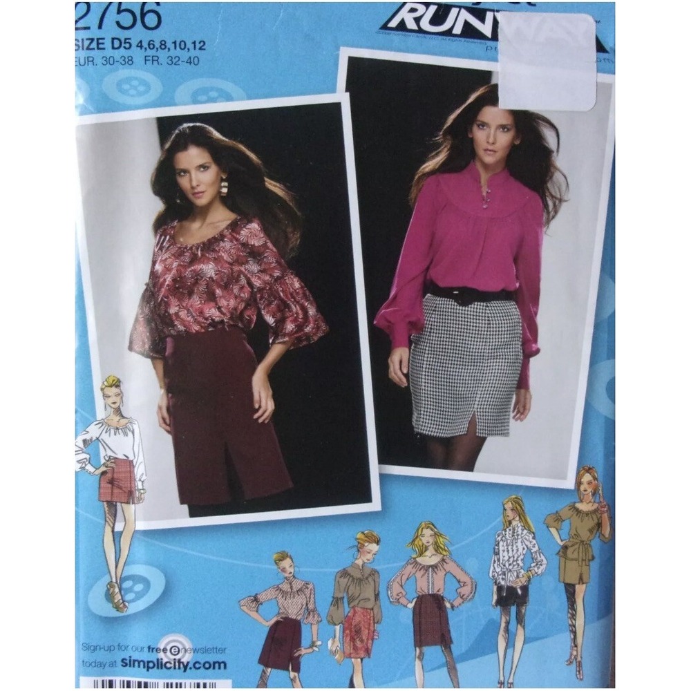 Simplicity 2756 Project Runway Sewing Pattern Skirt Blouse Size 4-12 Uncut
